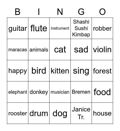 LJ2 Bingo Card