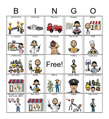 Community Helper Bingo Card