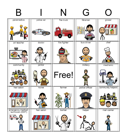 Community Helper Bingo Card