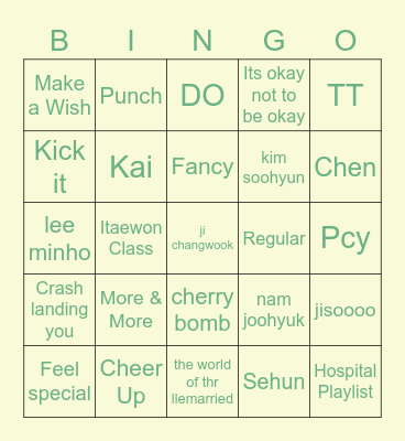 Pacarku😳💚 Bingo Card