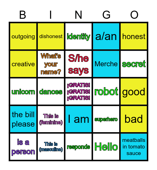 Unidad 1.1 Cruz, Karen, y Catrina Bingo Card