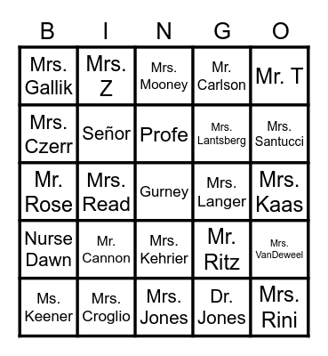 Gurney Encore Bingo! Bingo Card