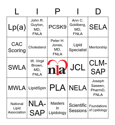 NLA New Member Bingo Card