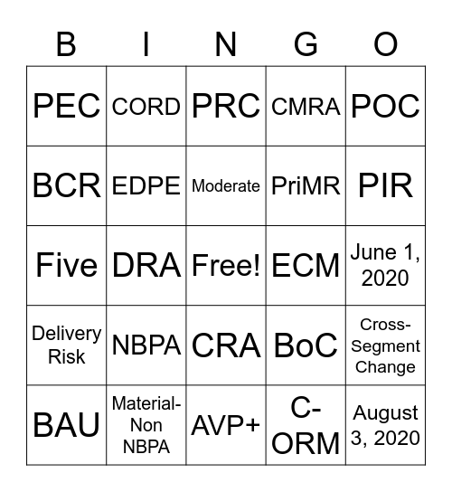 CORD Bingo Card