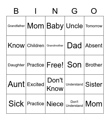 ASL Bingo Card