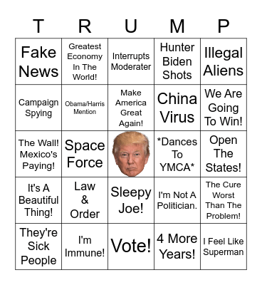 NBC Town Hall (10/15/2020) Bingo Card