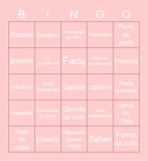 Chá de Cozinha Bingo Card