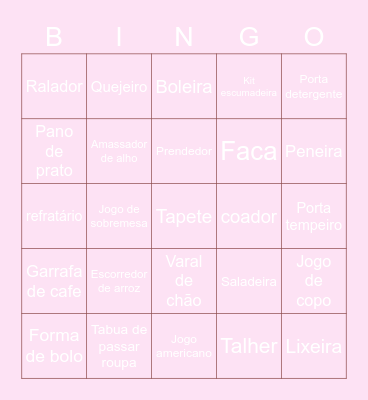 Chá de Cozinha Bingo Card
