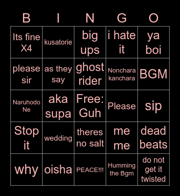 mori Bingo Card