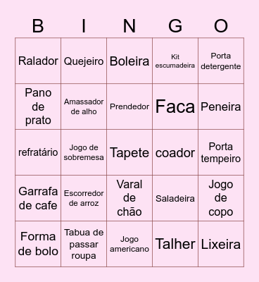 Chá de Cozinha Bingo Card