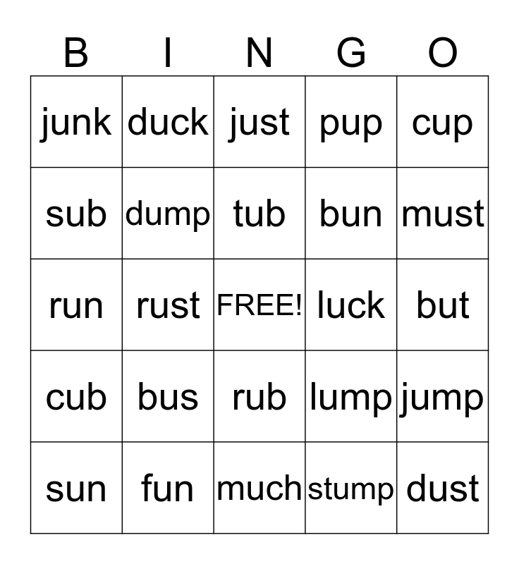short-u-words-bingo-card