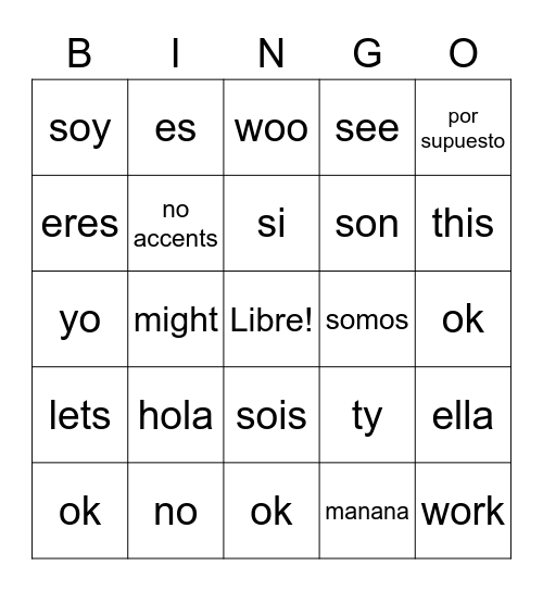TEST bingo Card