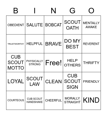 SCOUT Bingo Card