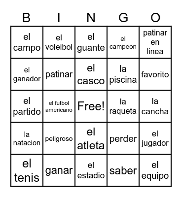 Deporte Favorito: p320 Bingo Card