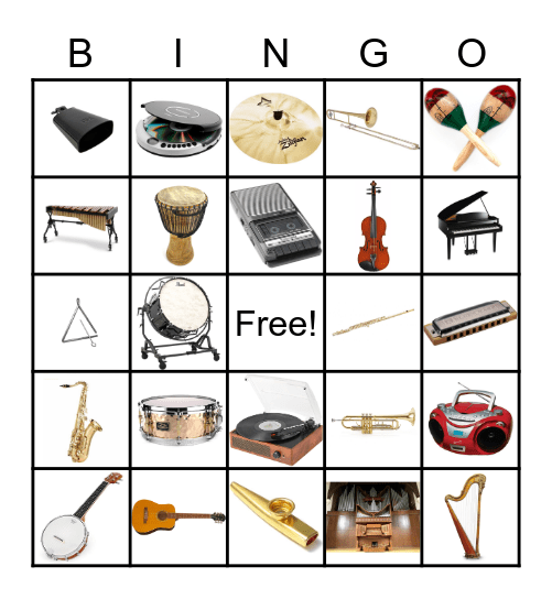 Free Printable Musical Instrument Bingo Cards
