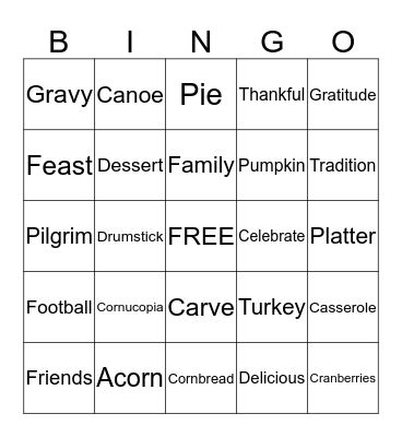 Thanksgiving Bingo Card
