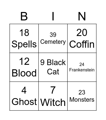 Halloween Bingo Card