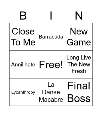 Just Shapes & Beats Boss Levels Bingo Card