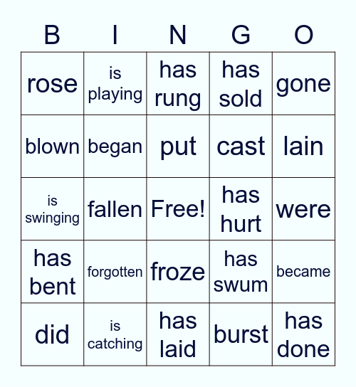 Review/Verb/Part A Bingo Card
