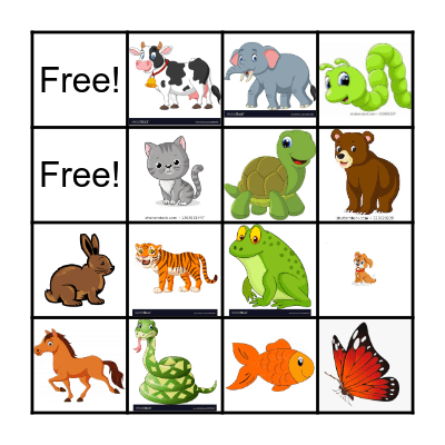Animal Bingo Card