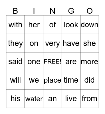 Doris Reed Literacy Night Bingo Card