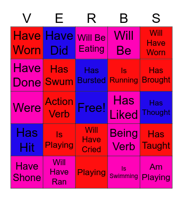 Review/Verbs/Part A Bingo Card