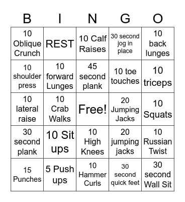 Grace Abounds Fitness Bingo Card