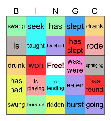 review / verbs / part a :) Bingo Card