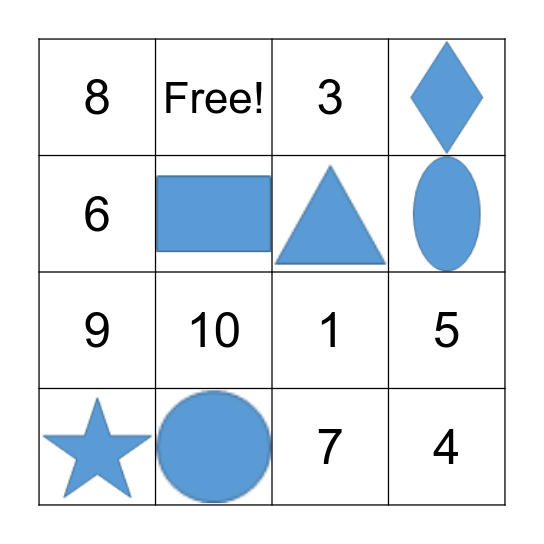 Numbers and Shapes! Bingo Card