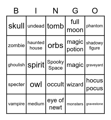 Halloween!!!!! Bingo Card