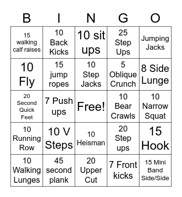 Grace Abounds Fitness Bingo Card