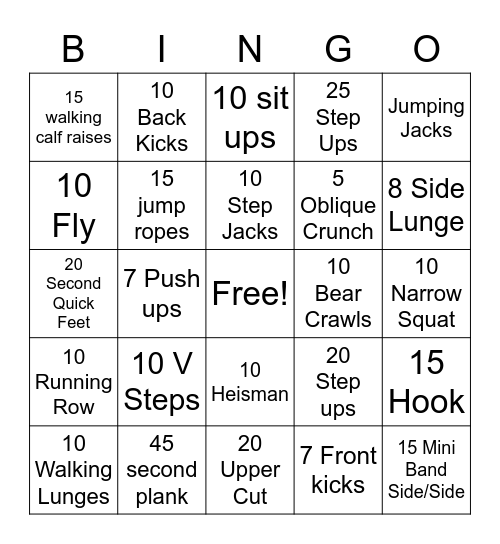 Grace Abounds Fitness Bingo Card