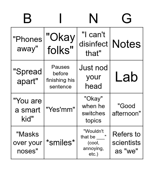 MR BENTLEY BINGO Card