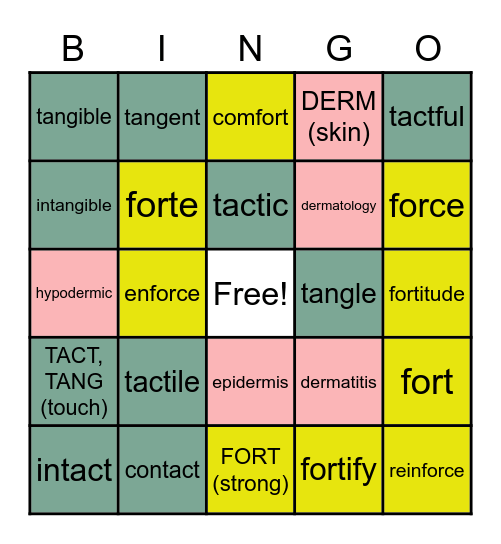 Latin & Greek: Lesson 4 Bingo Card