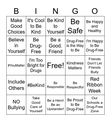 RED RIBBON WEEK Bingo Card