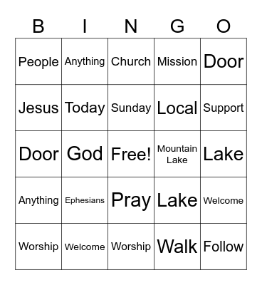 Family Service Bingo Card