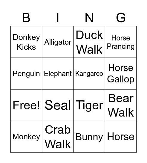 PT Bingo Card