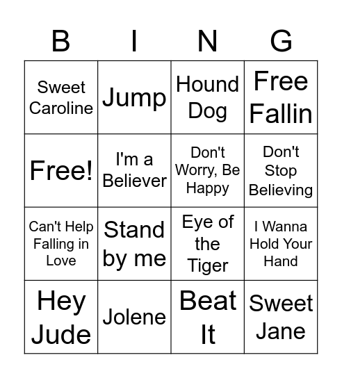 Music Bingo Card