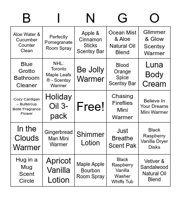 Scentsy Bingo Card