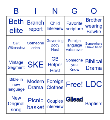 JW Broadcast  Bingo Card
