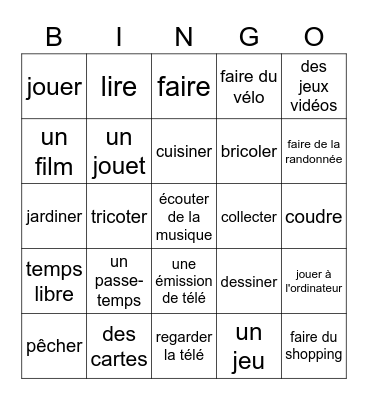 Les Passe-Temps Bingo Card