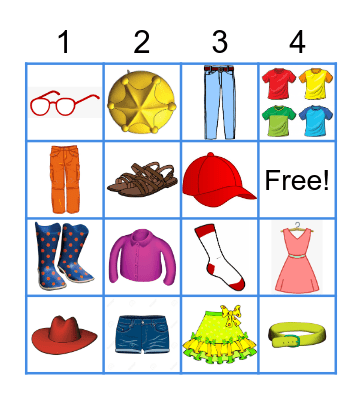 Clothes- Bingo- K2 Bingo Card