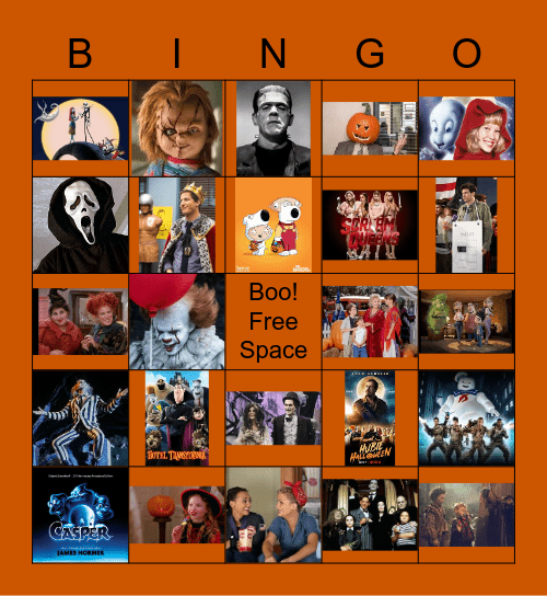 Halloween Movies and Episodes Bingo Card