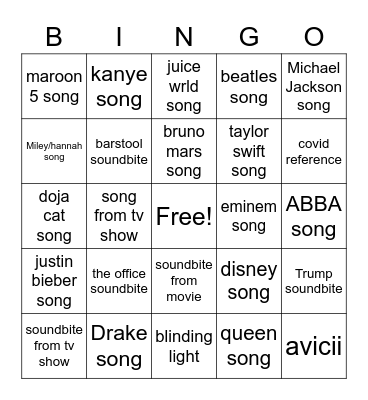 BB18 Bingo Card