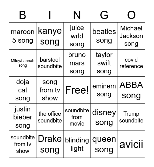 BB18 Bingo Card