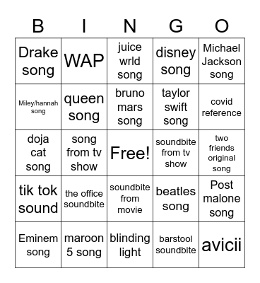 BB18 Bingo Card