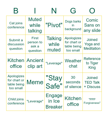 CPAsNET Mid-Year Conference Bingo Card