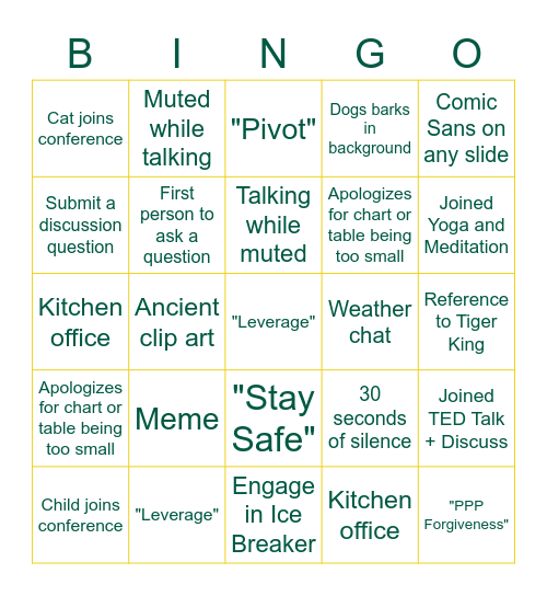 CPAsNET Mid-Year Conference Bingo Card