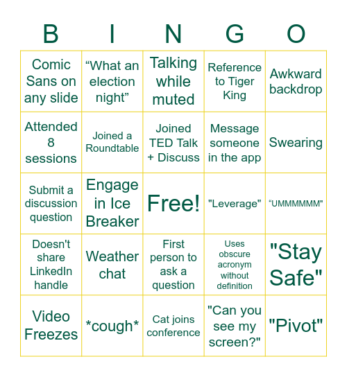 CPAsNET Mid-Year Conference Bingo Card
