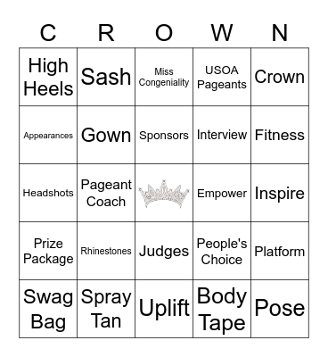 Beach Blanket Pageant Bingo Card